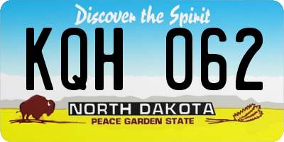 ND license plate KQH062
