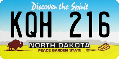 ND license plate KQH216