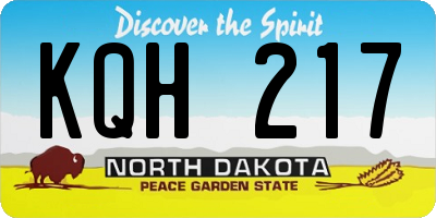 ND license plate KQH217