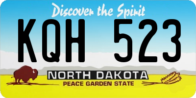 ND license plate KQH523