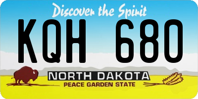 ND license plate KQH680