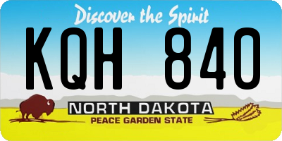 ND license plate KQH840