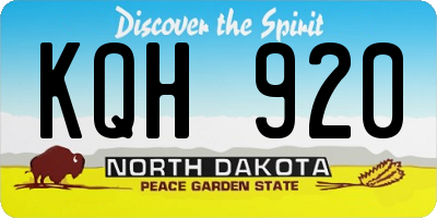 ND license plate KQH920