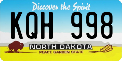 ND license plate KQH998
