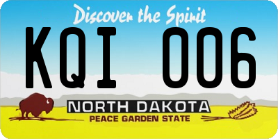 ND license plate KQI006