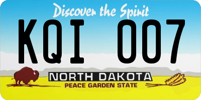 ND license plate KQI007