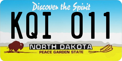 ND license plate KQI011