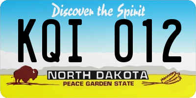ND license plate KQI012