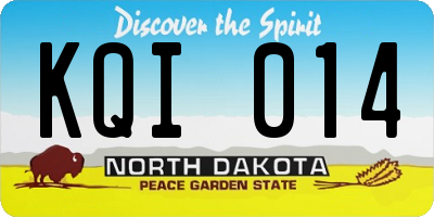 ND license plate KQI014