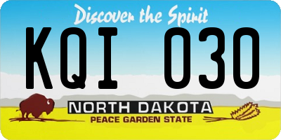 ND license plate KQI030