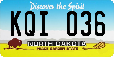ND license plate KQI036