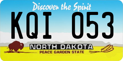 ND license plate KQI053