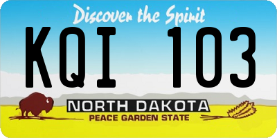 ND license plate KQI103