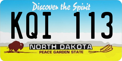 ND license plate KQI113