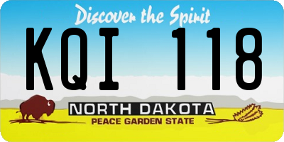 ND license plate KQI118