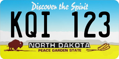 ND license plate KQI123