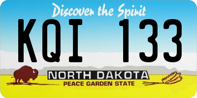 ND license plate KQI133