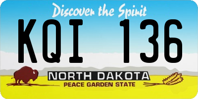 ND license plate KQI136