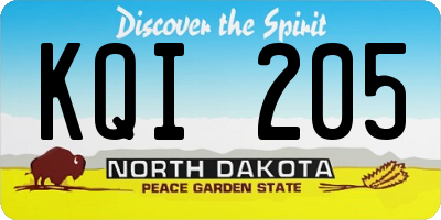 ND license plate KQI205