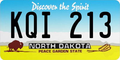 ND license plate KQI213