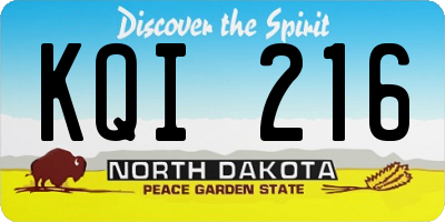 ND license plate KQI216