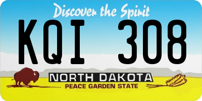 ND license plate KQI308