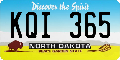ND license plate KQI365