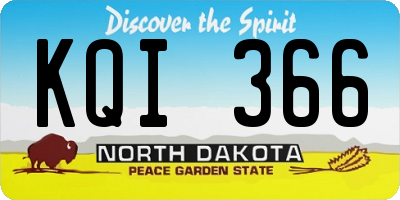 ND license plate KQI366