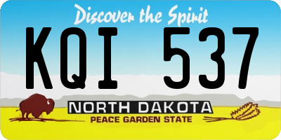 ND license plate KQI537