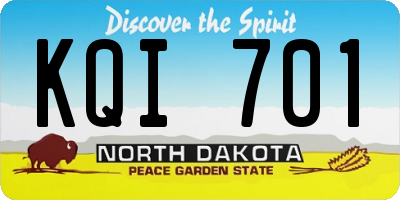 ND license plate KQI701