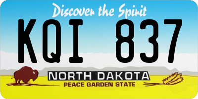 ND license plate KQI837