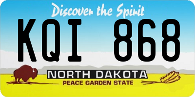ND license plate KQI868