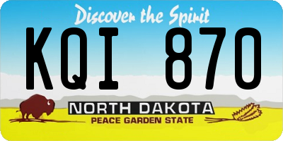ND license plate KQI870