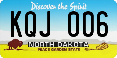 ND license plate KQJ006