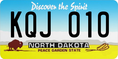 ND license plate KQJ010