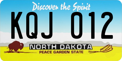 ND license plate KQJ012