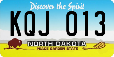 ND license plate KQJ013