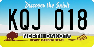 ND license plate KQJ018