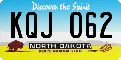 ND license plate KQJ062