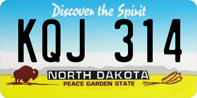 ND license plate KQJ314