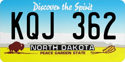 ND license plate KQJ362