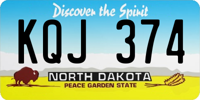 ND license plate KQJ374