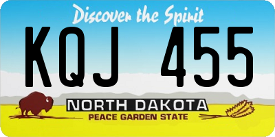 ND license plate KQJ455