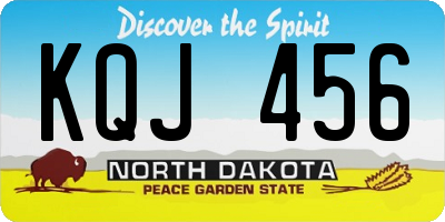 ND license plate KQJ456