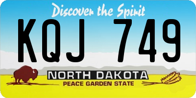 ND license plate KQJ749