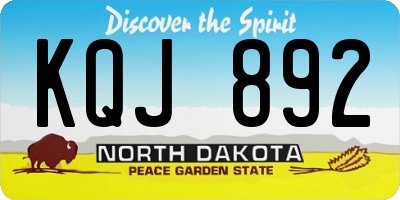 ND license plate KQJ892