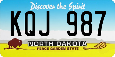ND license plate KQJ987