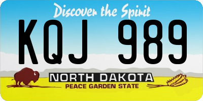 ND license plate KQJ989