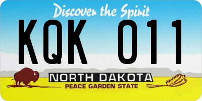 ND license plate KQK011
