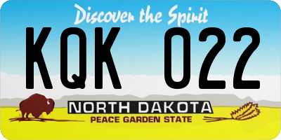 ND license plate KQK022